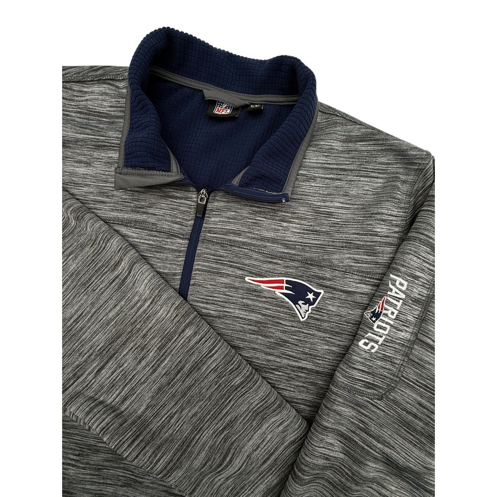 New England Patriots Quarter Zip Pullover Mens XL Gray NFL GIII Jacket Pockets